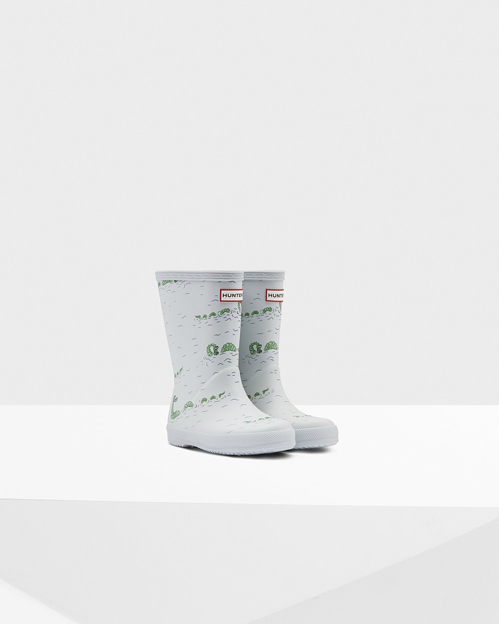 Botas de Lluvia Hunter Niños - Original First Classic Nessie Print - Grises/Azules - MRVTUWA-16